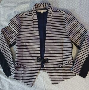 Rachel Roy Medium Knit Blazer Jacket Grey Black Stripe Stretch
